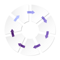 bleu Ton cercle infographie avec sept pas, processus ou options. présentation faire glisser modèle. png