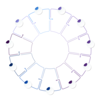 Blue tone circle infographic with 11 steps, process or options. Presentation slide template. png