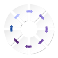 Blau Ton Kreis Infografik mit 8 Schritte, Prozess oder Optionen. Präsentation rutschen Vorlage. png