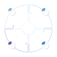 azul tom círculo infográfico com 4 passos, processo ou opções. apresentação deslizar modelo. png