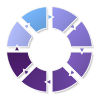 blauw toon cirkel infographic met 8 stappen, werkwijze of opties. presentatie glijbaan sjabloon. png