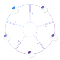 azul tom círculo infográfico com 5 passos, processo ou opções. apresentação deslizar modelo. png