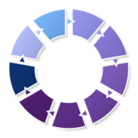 blauw toon cirkel infographic met 9 stappen, werkwijze of opties. presentatie glijbaan sjabloon. png