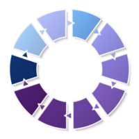 blauw toon cirkel infographic met 10 stappen, werkwijze of opties. presentatie glijbaan sjabloon. png