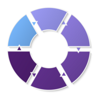 bleu Ton cercle infographie avec 6 pas, processus ou options. présentation faire glisser modèle. png