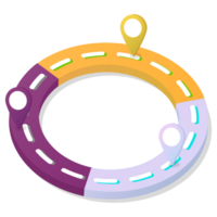 3D Road way infographic circle of 3 steps for finance process steps. png