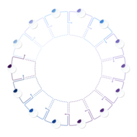 Blue tone circle infographic with 14 steps, process or options. Presentation slide template. Infographic layout design. png