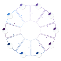 bleu Ton cercle infographie avec dix pas, processus ou options. présentation faire glisser modèle. png