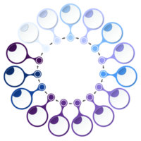 Blau Ton Kreis Infografik mit 15 Schritte, Prozess oder Optionen. Präsentation rutschen Vorlage. Infografik Layout Design. png