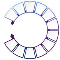 azul tono circulo infografía con 12 pasos, proceso o opciones presentación diapositiva modelo. png