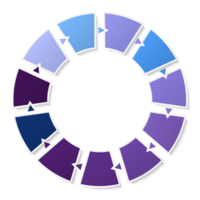 Blau Ton Kreis Infografik mit 11 Schritte, Prozess oder Optionen. Präsentation rutschen Vorlage. png