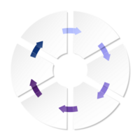 Blau Ton Kreis Infografik mit 6 Schritte, Prozess oder Optionen. Präsentation rutschen Vorlage. png