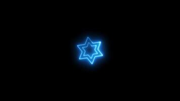 star of david symbol with neon light effect green screen background video