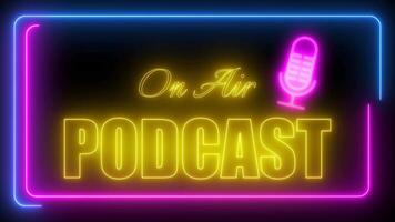 podcast signed on air neon light effect green screen background video