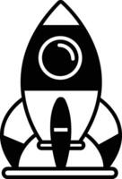 Rocket glyph and line vector illustration