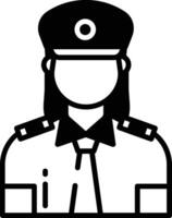 Guardia mujer glifo y línea vector ilustración