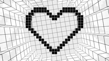 Black and White Pixel Heart Background VJ Loop video