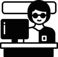 Information desk glyph and line vector illustration