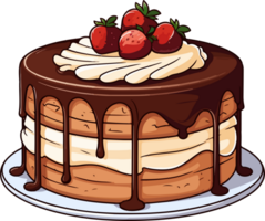 AI generated cake illustration isolated on transparent background. png