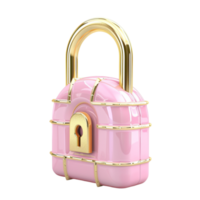 AI generated 3d render of luxury pink lock    isolated on transparent background Generative AI png