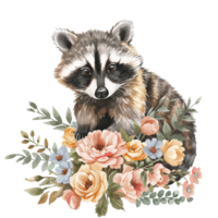 AI generated 3d render of Raccoon illustration  isolated on transparent background  Generative AI png