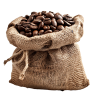 AI generated Cofee beans in a bag on transparent background Generative AI png