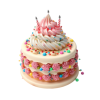 AI generated Strawberry Birthday Cake on transparent background Generative AI png