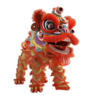 ai généré 3d rendre chinois Lion ,Chinois Nouveau année isolé sur transparent Contexte génératif ai png