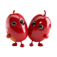AI generated Barberry fruit cute funny cheerful characters with different poses and emotions.  on transparent background  Generative AI png