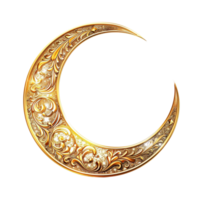 AI generated Golden Ramadan Crescent Moon, Crescent Moon, Ramadan,  isolated on transparent background Generative AI png