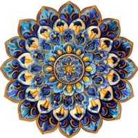 ai généré ré rendre de circulaire, coloré conception avec complexe floral motifs isolé sur transparent Contexte génératif ai png