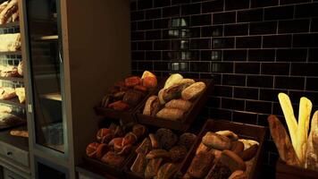 Assorted Types of Bread Displayed in a Store Case video