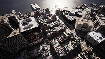 An aerial view of a city with lots of tall buildings video