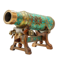 AI generated 3d Style Golden Cannon, 3d Render isolated on transparent background Generative AI png