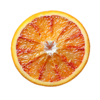 AI generated Orange slice PNG. Slice of orange top view PNG. One slice of orange citrus fruit flat lay PNG