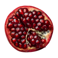 AI generated Pomegranate slice PNG. Slice of pomegranate top view. One slice of pomegranate citrus fruit flat lay PNG