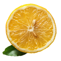 AI generated Lemon slice PNG. Slice of lemon top view PNG. One slice of lemon citrus fruit flat lay PNG