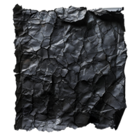 AI generated Black crumpled paper top view PNG. Black old paper texture for overlay PNG. Crinkly old paper isolated png