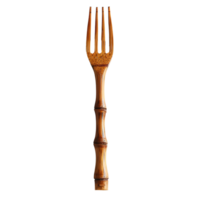 AI generated Wooden fork PNG. Wooden bamboo fork top view PNG. Wooden fork for eating flat lay. Cutlery and kitchen utensils isolated png