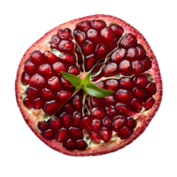 AI generated Pomegranate slice PNG. Slice of pomegranate top view. One slice of pomegranate citrus fruit flat lay PNG