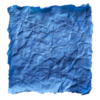 AI generated Blue crumpled paper top view PNG. Blue old paper texture for overlay PNG. Crinkly old paper isolated png