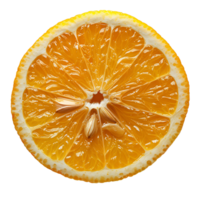 AI generated Lemon slice PNG. Slice of lemon top view PNG. One slice of lemon citrus fruit flat lay PNG