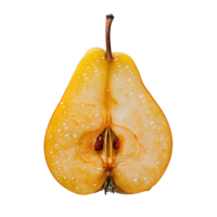 AI generated pear slice PNG. Slice of pear top view. One slice of pear fruit flat lay PNG