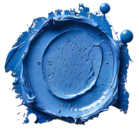 AI generated Blue paint splash top view PNG. Blue paint explosion all over isolated flat lay. Blue color splatter PNG