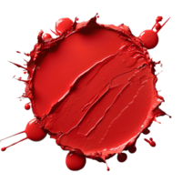 AI generated Red paint splash top view PNG. Red paint explosion all over isolated flat lay. Red color splatter PNG