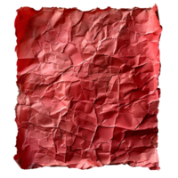 AI generated Red crumpled paper top view PNG. Red old paper texture for overlay PNG. Crinkly old paper isolated png