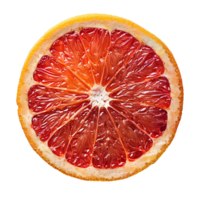 AI generated Grapefruit slice PNG. Slice of grapefruit top view. One slice of grapefruit citrus fruit flat lay PNG