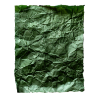 AI generated Green crumpled paper top view PNG. Green old paper texture for overlay PNG. Crinkly old paper isolated png