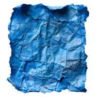 ai gerado azul amassado papel topo Visão png. azul velho papel textura para sobreposição png. enrugado velho papel isolado png