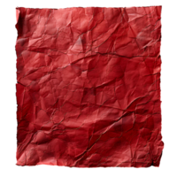 AI generated Red crumpled paper top view PNG. Red old paper texture for overlay PNG. Crinkly old paper isolated png